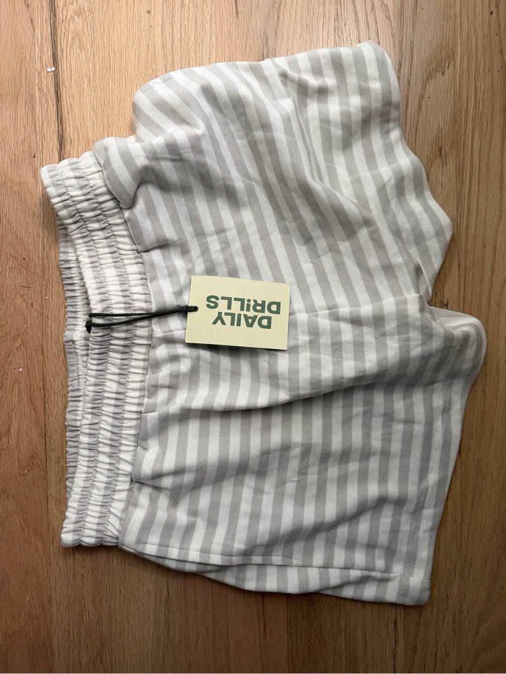 Daily Drills Light Gray & White Striped Lounge Shorts M/L